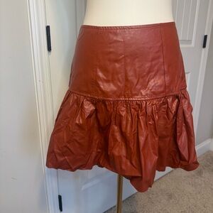 Easel Lux Faux Leather Fitted & Flared Pleated Skirt Side Zip Closure